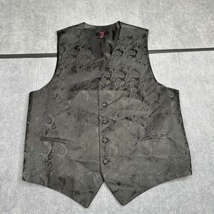 Brand Q Mens Black Paisley Tuxedo Vest Formal Waistcoat Size S Adjustable Back